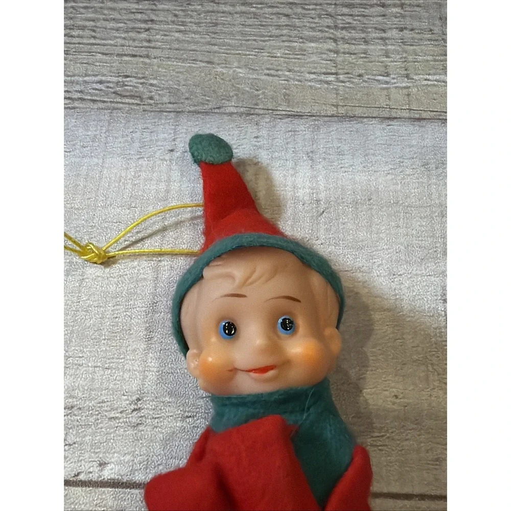 VTG Red & Green Knee Hugger Elf Christmas Japan Original Sticker